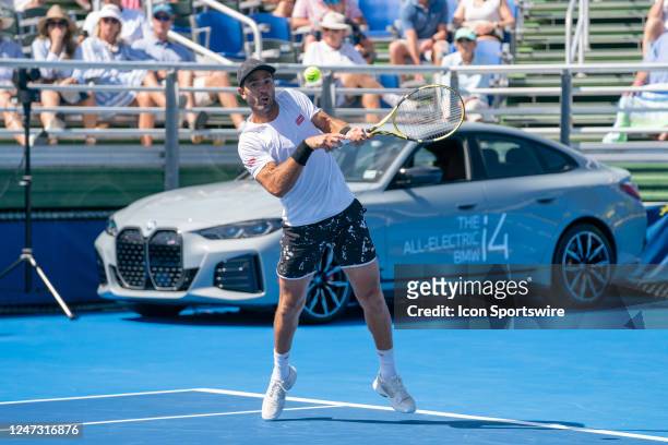 Marcelo Arevalo / Jean-Julien Rojer compete during the Doubles Finals of the ATP Delray Beach Open on February 19 at the Delray Beach Stadium &...