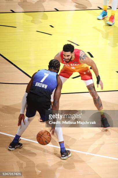 Jayson Tatum of Team Giannis plays defense during the NBA All-Star Game as part of 2023 NBA All Star Weekend on Sunday, February 19, 2023 at Vivint...