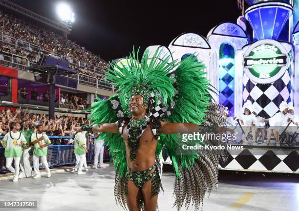 Dancer performs during Rio de Janeiro's iconic carnival in Brazil on Feb. 19 with celebrations returning in full force following COVID-related...