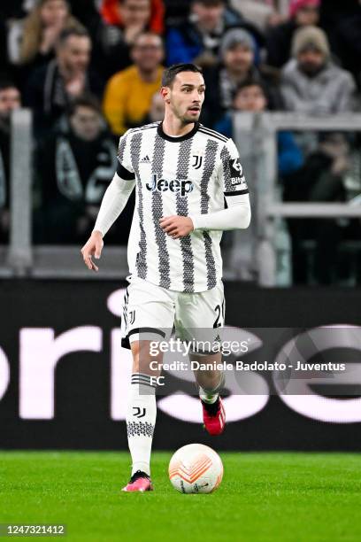 Mattia De Sciglio of Juventus during the UEFA Europa League knockout round play-off leg one match between Juventus and FC Nantes at Allianz Stadium...