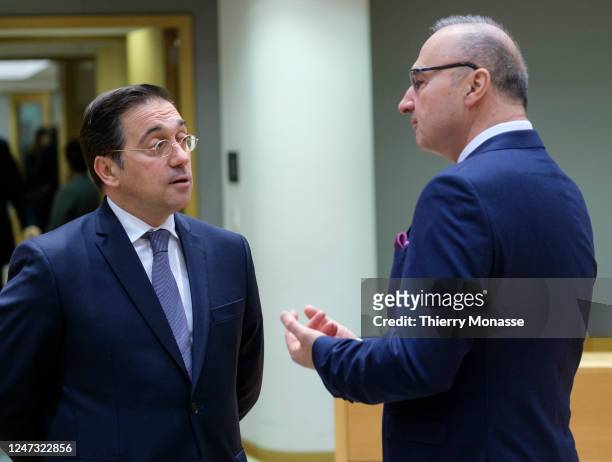 Spanish Minister of Foreign Affairs, European Union and Cooperation Jose Manuel Albares Bueno is talking with the Croatian Minister of Foreign &...