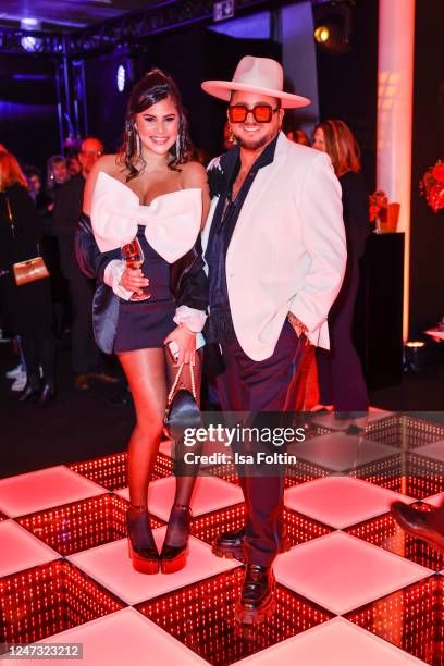 Tanja Tischewitsch and Justus Toussis attend the Bulgari Night At Berlinale on the occasion of the 73rd Berlinale International Film Festival at Cafe...