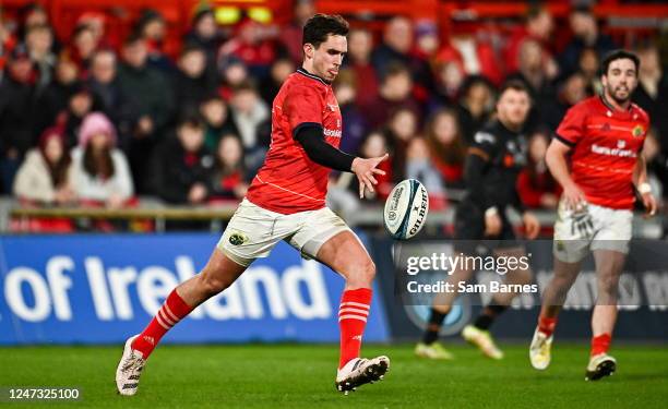 Limerick , Ireland - 17 February 2023; Joey Carbery of Munster during the United Rugby Championship match between Munster and Ospreys at Thomond Park...
