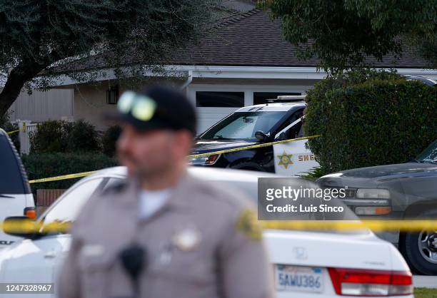 Sheriff's deputies conduct a homicide investigastion on Sunday, Feb. 19 at the Haqciendaa Heights home of slain Roman Catholic Bishop David...