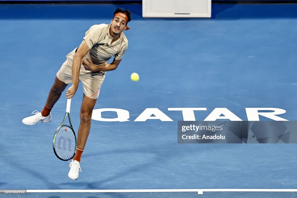 British Andy Murray and Lorenzo Sonego of Italy compete in men's