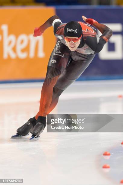 Connor Howe during ISU Speed Skating World Cup in Tomaszow Mazowiecki, Poland on February 17, 2023.