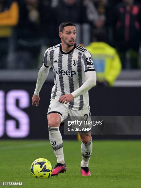 Mattia de Sciglio of Juventus FC during the Italian Serie A match between Juventus FC and ACF Fiorentina at Allianz Stadium on February 12, 2023 in...