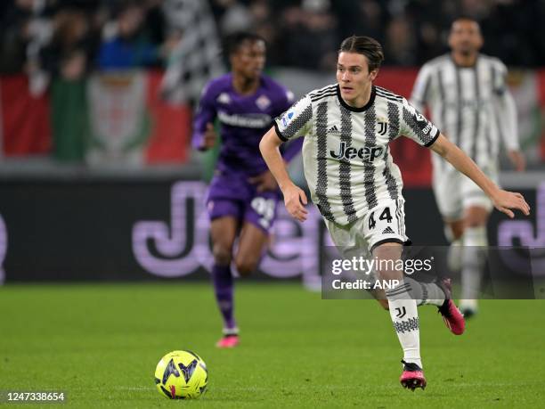 Nicolo Fagioli of Juventus FC during the Italian Serie A match between Juventus FC and ACF Fiorentina at Allianz Stadium on February 12, 2023 in...