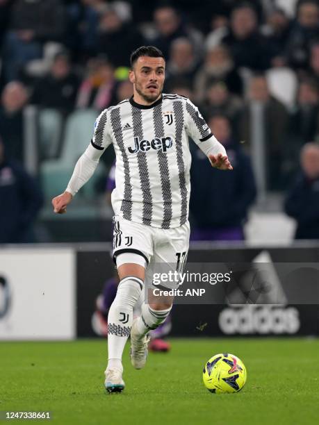 Filip Kostic of Juventus FC during the Italian Serie A match between Juventus FC and ACF Fiorentina at Allianz Stadium on February 12, 2023 in Turin,...