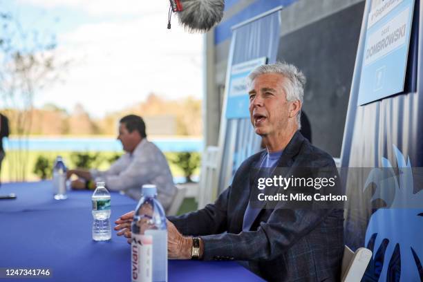 President of Baseball Operations for the Philadelphia Phillies Dave Dombrowski speaks to the media during the Spring Training Grapefruit League Media...