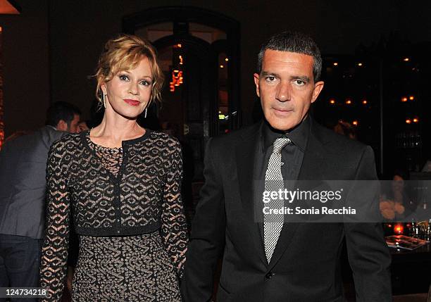 Actress Melanie Griffith and actor Antonio Banderas arrive at Sony Pictures Classics 20th Anniversary Party at the 2011 Toronto International Film...