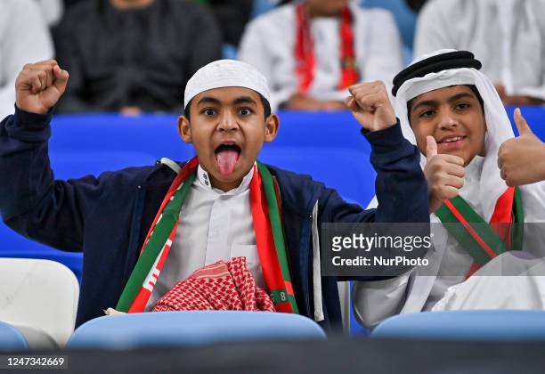 Fans of United Arab Emirates Shabab Al Ahli Dubai during during the round of 16 AFC Champions League 2022 match between Al Hilal Saudi FC and Shabab...