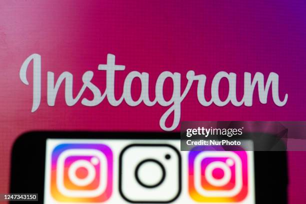 Logos of Instagram social media application are seen on February 20, 2023 in L'Aquila, Italy. Meta CEO Mark Zuckerberg announced the launch of a paid...