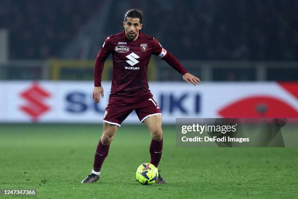 Ricardo Rodriguez of Torino Fc controls the ball during the Serie A match between Torino FC and US Cremonese at Stadio Olimpico di Torino on February...