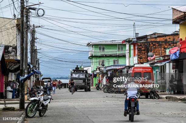 View of a street in La Uribe municipality in the Meta Department, Colombia, on February 20, 2022.