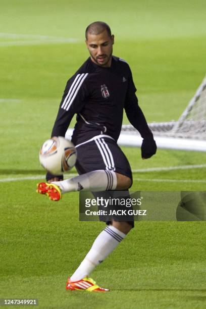 Besiktas JK's Portuguese midfielder Ricardo Quaresma controls the ball during a training session at the Bloomfield Stadium in Tel Aviv on November...