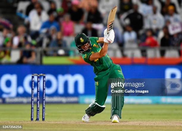 Laura Wolvaardt of South Africa during the ICC Women's T20 World Cup match between South Africa and Bangladesh at Newlands Cricket Ground on February...