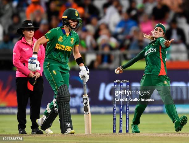 Jahanara Alam of Bangladesh during the ICC Women's T20 World Cup match between South Africa and Bangladesh at Newlands Cricket Ground on February 21,...