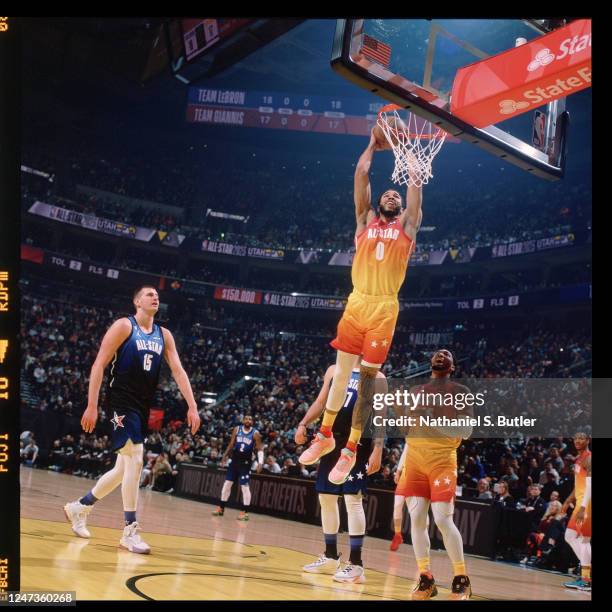 Jayson Tatum of Team Giannis slam dunk during the game NBA All-Star Game as part of 2023 NBA All Star Weekend on Sunday, February 19, 2023 at Vivint...