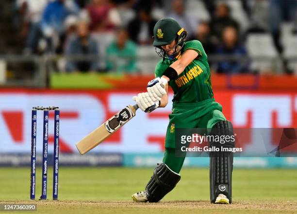 Laura Wolvaardt of South Africa during the ICC Women's T20 World Cup match between South Africa and Bangladesh at Newlands Cricket Ground on February...