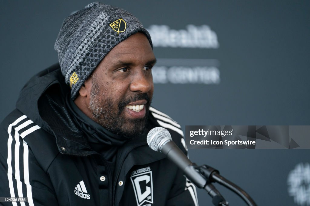 Columbus Crew Head Coach Wilfried Nancy addresses member of the media ...