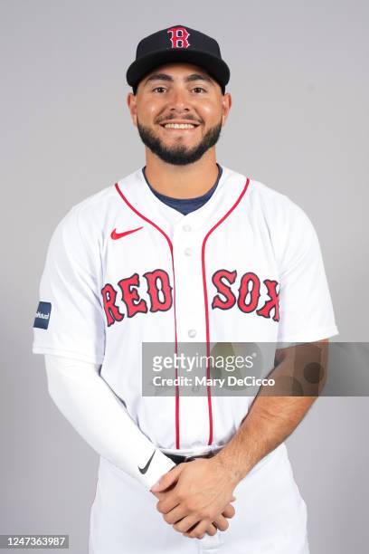 Wilyer Abreu of the Boston Red Sox poses for a photo during the Boston Red Sox Photo Day at JetBlue Park on Tuesday, February 21, 2023 in Fort Myers,...