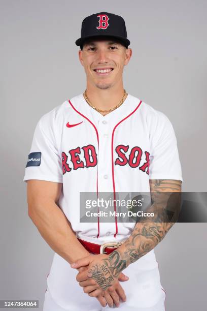 Jarren Duran of the Boston Red Sox poses for a photo during the Boston Red Sox Photo Day at JetBlue Park on Tuesday, February 21, 2023 in Fort Myers,...