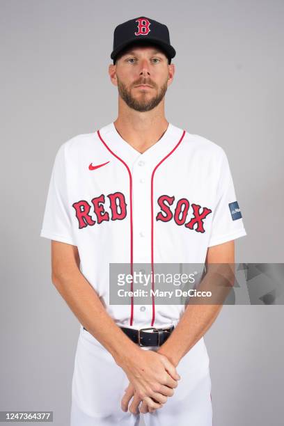 Chris Sale of the Boston Red Sox poses for a photo during the Boston Red Sox Photo Day at JetBlue Park on Tuesday, February 21, 2023 in Fort Myers,...