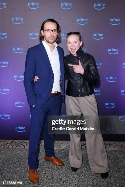 Philip Pratt and Helena Zengel arrive for the Prime Video Dinner during the 73rd Berlinale International Film Festival at Ayoka on February 21, 2023...
