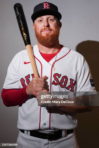Justin Turner of the Boston Red Sox poses for a photo during the Boston Red Sox Photo Day at JetBlue Park on Tuesday, February 21, 2023 in Fort...