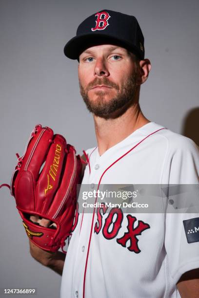 Chris Sale of the Boston Red Sox poses for a photo during the Boston Red Sox Photo Day at JetBlue Park on Tuesday, February 21, 2023 in Fort Myers,...