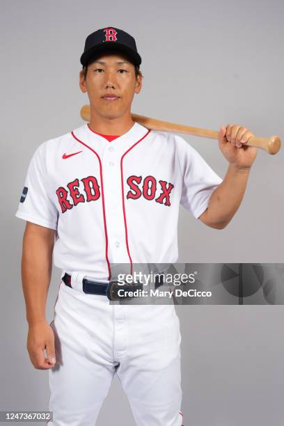 Masataka Yoshida of the Boston Red Sox poses for a photo during the Boston Red Sox Photo Day at JetBlue Park on Tuesday, February 21, 2023 in Fort...