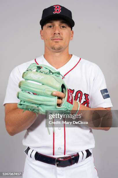 Enrique Hernández of the Boston Red Sox poses for a photo during the Boston Red Sox Photo Day at JetBlue Park on Tuesday, February 21, 2023 in Fort...