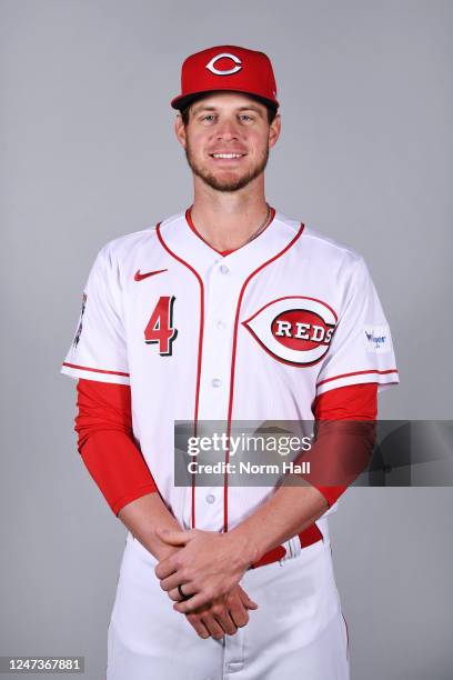 Wil Myers of the Cincinnati Reds poses for a photo during the Cincinnati Reds Photo Day at Goodyear Ballpark on Tuesday, February 21, 2023 in...