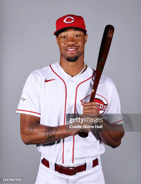 Baseball Teletype Reds Will Benson of the Cincinnati Reds poses for a photo during the... News ...