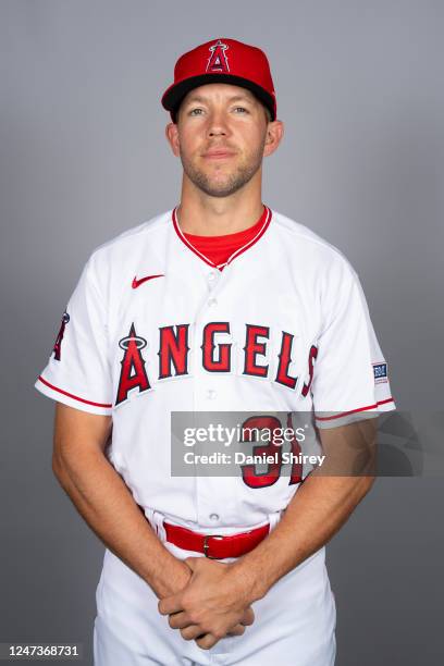 Tyler Anderson of the Los Angeles Angels poses for a photo during the Los Angeles Angels Photo Day at Tempe Diablo Stadium on Tuesday, February 21,...