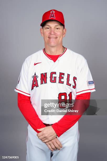 Ray Montgomery of the Los Angeles Angels poses for a photo during the Los Angeles Angels Photo Day at Tempe Diablo Stadium on Tuesday, February 21,...