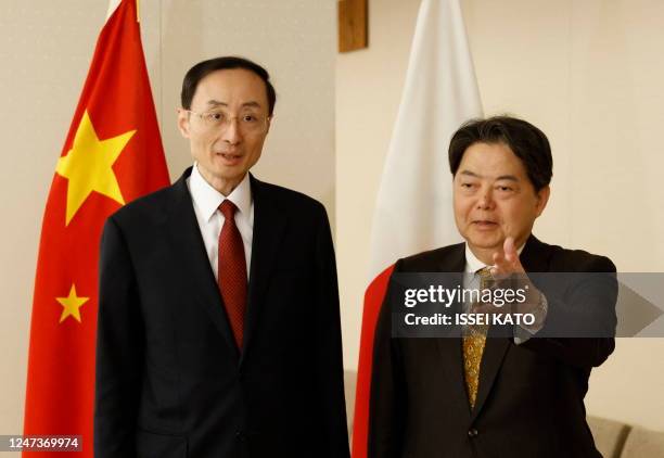 China's Vice Minister of Foreign Affairs Sun Weidong attends a meeting with Japan's Foreign Minister Yoshimasa Hayashi at the Foreign Ministry in...