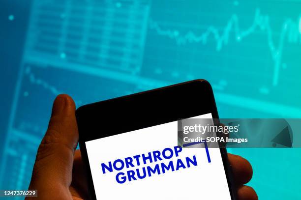 In this photo illustration, the American multinational aerospace and defense technology company Northrop Grumman logo is seen displayed on a...