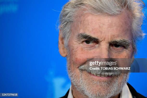 Austrian actor Peter Simonischek poses during the photo call for the film "Der vermessene Mensch" presented in the "Berlinale Special" section at the...