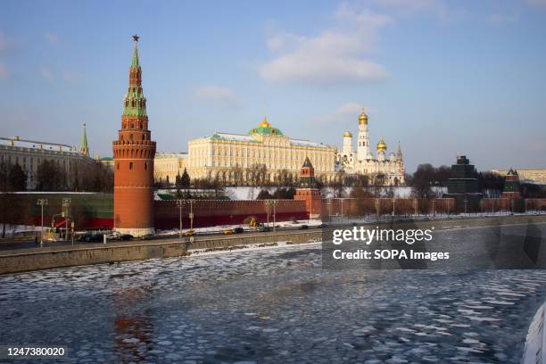 The Kremlin faces the Moscow River.