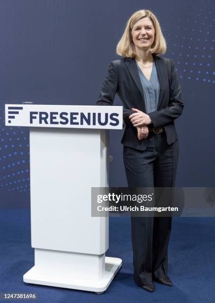Sara Hennicken, CFO of Fresenius SE, during a photo shoot prior to the beginning of the annual press conference on February 22, 2023 in Bad Homburg,...