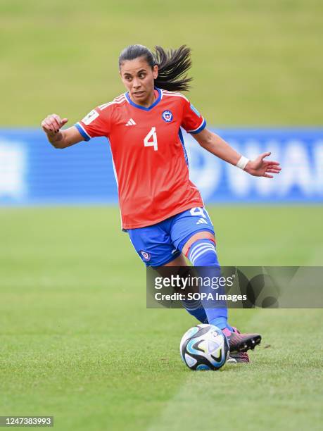 Francisca Lara of Chile National Women's soccer team was seen in action during the FIFA Women's World Cup 2023 Playoff game between Chile and Haiti...