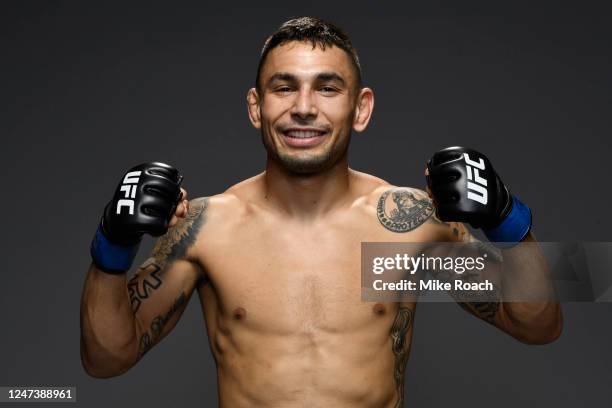 Alex Perez poses for a portrait backstage during the UFC 250 event at UFC APEX on June 06, 2020 in Las Vegas, Nevada.