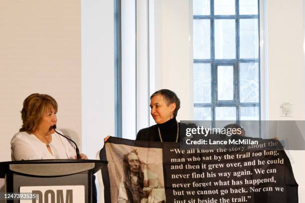 February 22 - Pauline Poundmaker, Brown Bear Woman of Poundmaker Cree Nation, and Valerie Huaco, ROM Deputy Director, Collections & Research and...