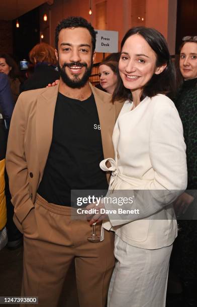 Nathan Armarkwei Laryea and Lydia Leonard attend the press night after party for "Women, Beware The Devil" at The Almeida Theatre on February 22,...