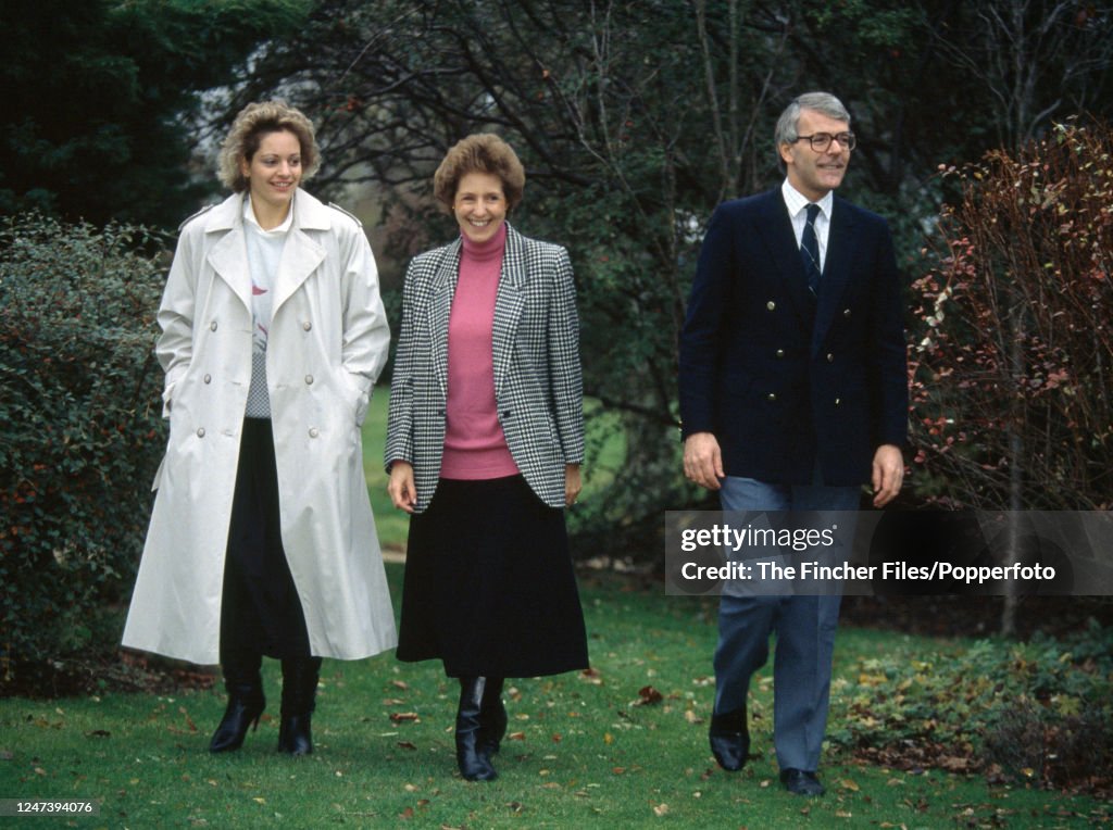 Elizabeth Major British Prime Minister John Major with his wife Norma and daughter ...