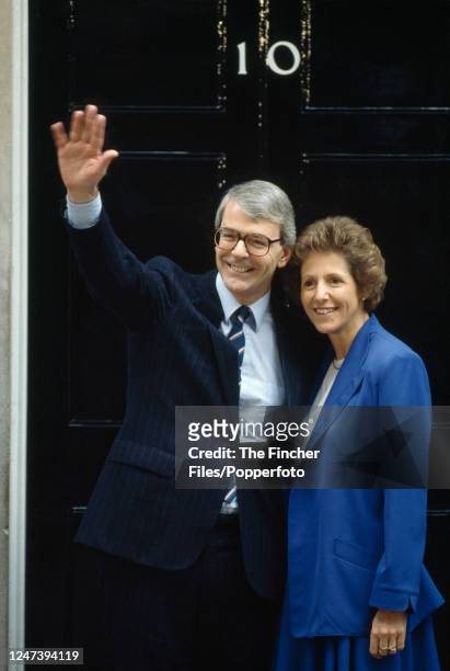 Newly-elected British Prime Minister John Major with his wife Norma outside 10 Downing Street on 27th November 1990.