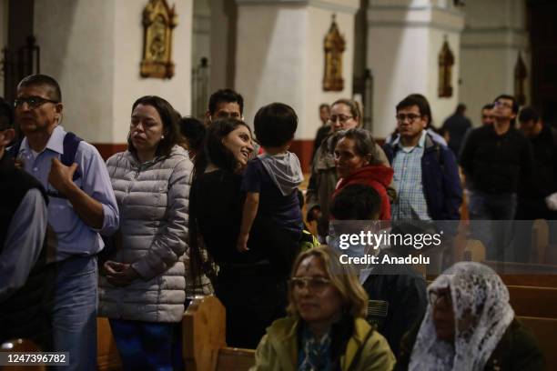 Catholic devotees flock to church during the annual observance of Ash Wednesday at the Church of Nuestra Senora de la Candelaria in Bogota, Colombia...