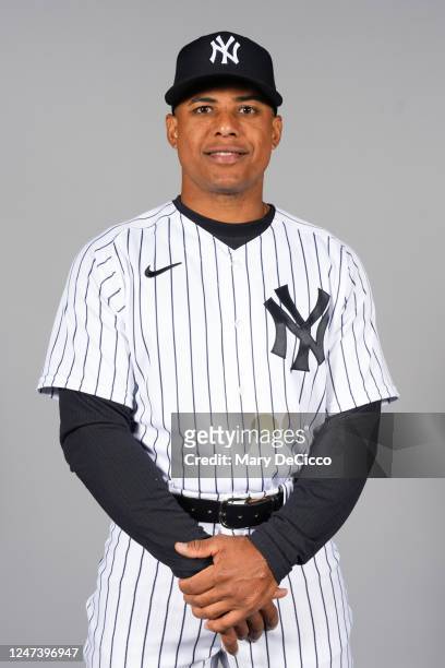 Wilmer Difo of the New York Yankees poses for a photo during the New York Yankees Photo Day at George M. Steinbrenner Field on Wednesday, February...